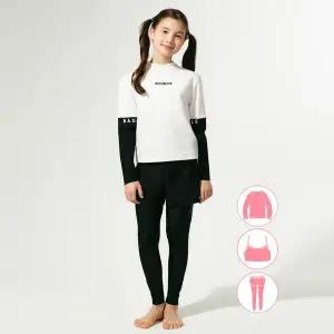 [하프클럽/베이직 엘르]베이직엘르 여아동 화이트 래쉬가드 워터레깅스 비치반바지 세트 BEG-Y601H