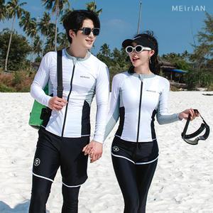남성 여성 커플 투톤 래쉬가드 세트 수영복 상의 하의 비치웨어