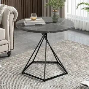 원형 블랙프레임 그레이 테이블 트위스트 (WFHJLPK)