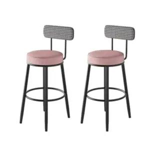 스틸 등받이 체크 바텐의자 2개 핑크 (WFHJM3E)