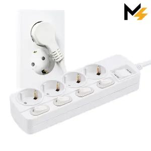 몬스터탭 THE 슬림플러그 국산 개별 스위치 4구 멀티탭 1.5M 납작멀티탭 과부하차단 틈새 납작 플러그 콘센트