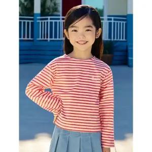 [롯데백화점]탑텐키즈 MKF2TS2001 여아) 쿨에어 코튼 스트라이프 9부 긴팔티