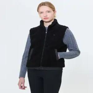 [헤지스 골프 여성] [24FW] WWJU4D943BK 스테디셀러플러피 체크 점퍼 베스트 BLACK