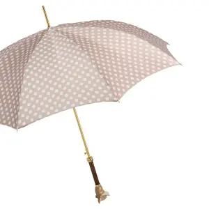 [롯데백화점]파소티 우먼럭셔리 폴카 도트브라운 치와와 자동우산 WX953K70PA