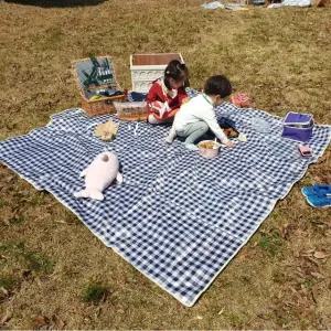 방수 피크닉 매트 대형 돗자리 체크무늬 블루 (WFGTDZW)