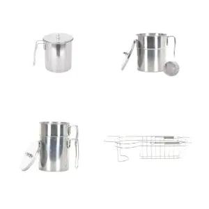 뚜껑형스텐음식물쓰레기통 손잡이 뚜껑 냄새차단 스테인레스 음쓰통 음식물 쓰레기통 4L 4리터