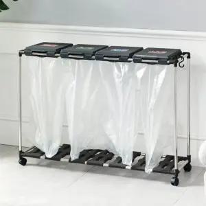 재활용 분리 수거 함 4단 비닐 50매/휴지 통 가정용 다용도 베란다 사무실 실내용 업소용 학교 조립식