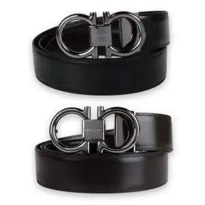 MUST IT_디몬트 페레가모 남성 더블 간치니 양면 벨트 블랙 다크브라운) 679938 694531