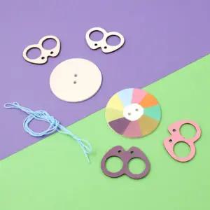 나무 끈팽이 만들기 (원형) / 실 줄 팽이 꾸미기 민속놀이 전통놀이