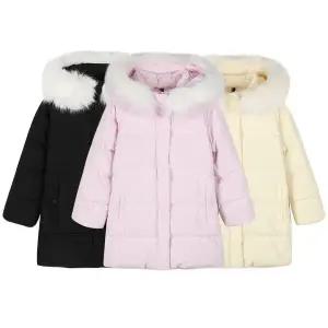 [네파키즈](강남점)후드의 풍성한 퍼 디테일로 고급스러운 여아 덕다운 자켓 KL82056