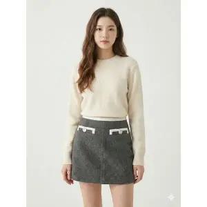 [하프클럽/에고이스트]차콜 단추 포인트 A라인 미니 스커트 EN4WS161