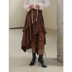 [GGPX]에스닉 프린지 스웨이드 믹스 매치 스커트 (GPCWH009D)