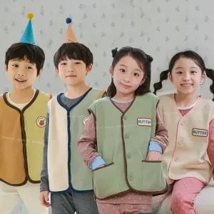 삐삐롱 남아 여아 겨울 활동이 편한 보온 방한 양면 극세사 무지 조끼 반조끼