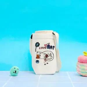 삼광문구 보온보냉 텀블러용 크로스백 고양이 그리기 보온보냉가방