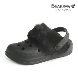 [롯데백화점]베어파우 여성 CONNIE 코니 블랙 탈부착이 가능한 클로그 뮬 털슬리퍼 K884001PD-W