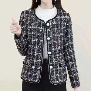 니모퀄트 여성 트위드 자켓 가을 중년 겨울 숏 하객룩 노카라 재킷 엄마 상의 봄 캐주