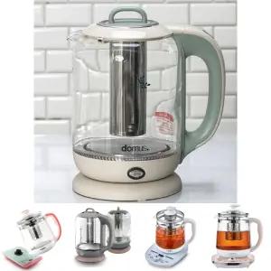 도무스 커피포트 전기 주전자 티포트 차 주전자 1.7L/포트/커피/티/무선/보온/유리/메이커/포터/멀티/물