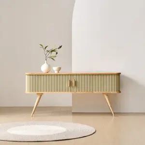 다벨 슬림 원목 슬라이딩 템바보드 거실장 1200