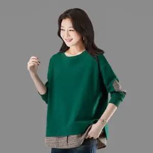 (알)[밀리마일]모던 체크 패치 티셔츠 2종