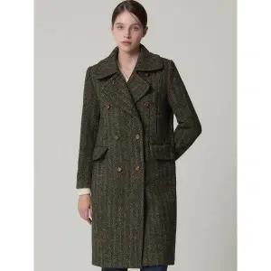 [르오트]울 브리티시 헤링본 체크 더블 롱코트_P412550922