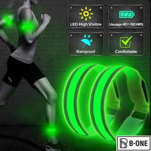 야외 스포츠 야간 달리기 암밴드-USB 충전식 LED 조명, 사이클링 및 달리기용 반사 안전 손목 밴드