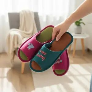 오리고 셔벗 자수 오픈형 실내화 세트2P 코스트코 잡화마켓2512