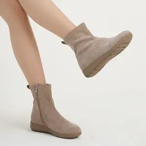 [올팜슈즈] 베이직 여성 발편한 스웨이드 안쪽지퍼 발목 부츠 숏 앵클부츠