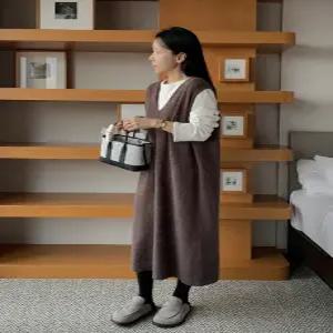 리비아 심플 브이넥 니트 원피스 (2color)