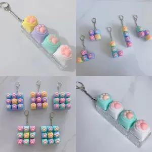 고양이 발바닥 피젯키보드 키링 키캡 딸깍이 토이 4구 9구