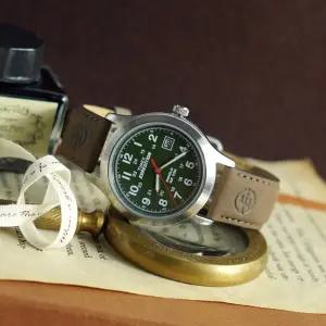 타이맥스 익스페디션 메탈 39mm 필드워치 남성 가죽시계 그린다이얼