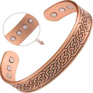 남성용 페라코 구리 팔찌 네오디뮴 자석이 있는 12배 강도 넓은 순수 자성 선물용 상자가 조절 가능한 커프