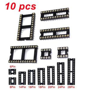 10피스 IC 소켓 어댑터 솔더  키트 원형 구멍 DIP 6 8 14 16 18 20 24 28 핀 집적 회로 칩
