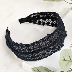 레이스 헤어밴드 네이비 청순 플라워 에스닉 웨딩