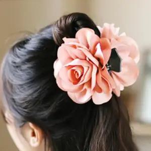 쉬폰 꽃잎 집게핀 피치 포인트 삔 플라워 클립