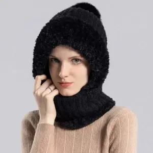 여자 융털안감 바라클라바 기모 방울비니 후드 넥워머 바라클라바 후드 넥워머 기모융털 융털모자