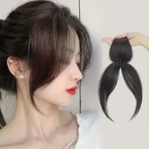 여자 갈색 정수리 앞머리 뱅 가발 피스 탈모