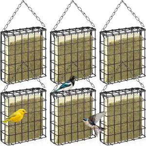 Zhehao 6팩 수트 새 모이통 야외 정원 케이지 장식 야생 하나 걸이식 케이크 외부용 용량(블랙)