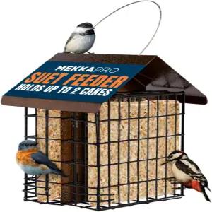 외부 걸이 금속 지붕용 MEKKAPRO 수트 피더 딱따구리 2개의 새 용량 케이지 행거 케이크 홀더에 쉽게
