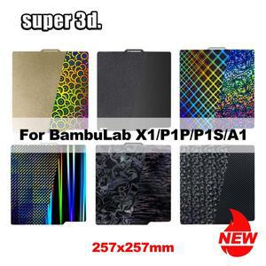 PEO Bambulab 빌드 플레이트 P1s 스프링 강판 Pei 시트 257x257 Bamboo Lab X1 Carbon A1 H1H