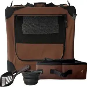 지퍼가 달린 쓰레기통 스쿠퍼 및 물그릇이 있는 이글릭스 고양이 여행용 캐리어 u2013 한 마리용 소프트