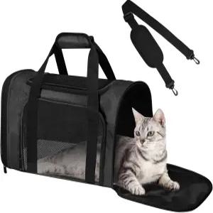 최대 15파운드까지 반려동물을 위한 FOORLON 고양이 캐리어 소프트 패딩 어깨끈이 있는 여행 가방