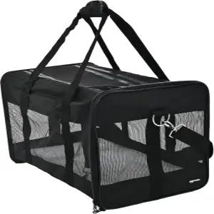 반려견 고양이용 아마존 베이직 소프트 사이드 메시 반려동물 여행용 캐리어 최대 22파운드 19.7인치 L x
