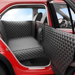 뒷좌석용 다이아무키 반려견 카시트 커버 도어 및 헤드레스트 프로텍터가 장착된 반려견용 방수 뒷좌석