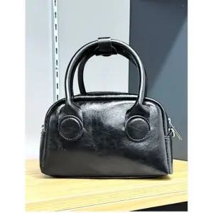 미니 여자 토트 크로스 광택 캐주얼 가방 블랙 (WFK43EO)