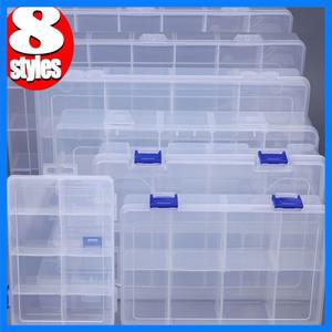 8 스타일 투명 플라스틱 보관 보석 상자 구획 조정 가능한 컨테이너 보관 상자 비즈 반지 귀걸이 주최자 케