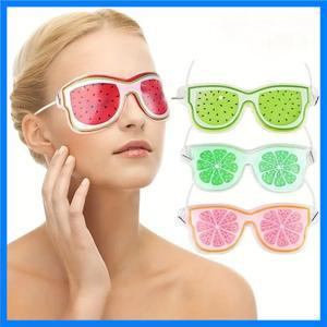 1pc 재사용 가능한 얼음 압축 아이 마스크 수박 레몬 키위 과일 패턴 젤 아이 마스크 라이트 차단 아이 패