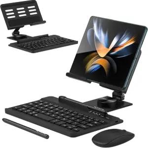 삼성 갤럭시 Z 폴드 7 6 5 4 올 스마트폰 블루투스 키보드 및 마우스 세트 휴대용 여행용 조절식 접이식