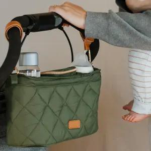 컵 홀더 2개가 있는 아름다운 유모차 캐디 정리함 nu2013 럭셔리 가방 유니버설 핏 가죽 스트랩 및 지퍼