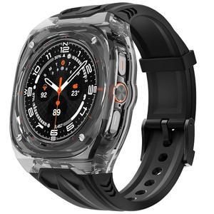 갤럭시 워치 울트라 47mm 밴드와 호환되는 델리디지 밴드 남성용 케이스, 울트라용 러기드 스포츠 케이스 프로텍티브 / 블랙