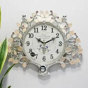 무소음 보금자리 부엉이 은도금 주물 벽시계 HCA-620S